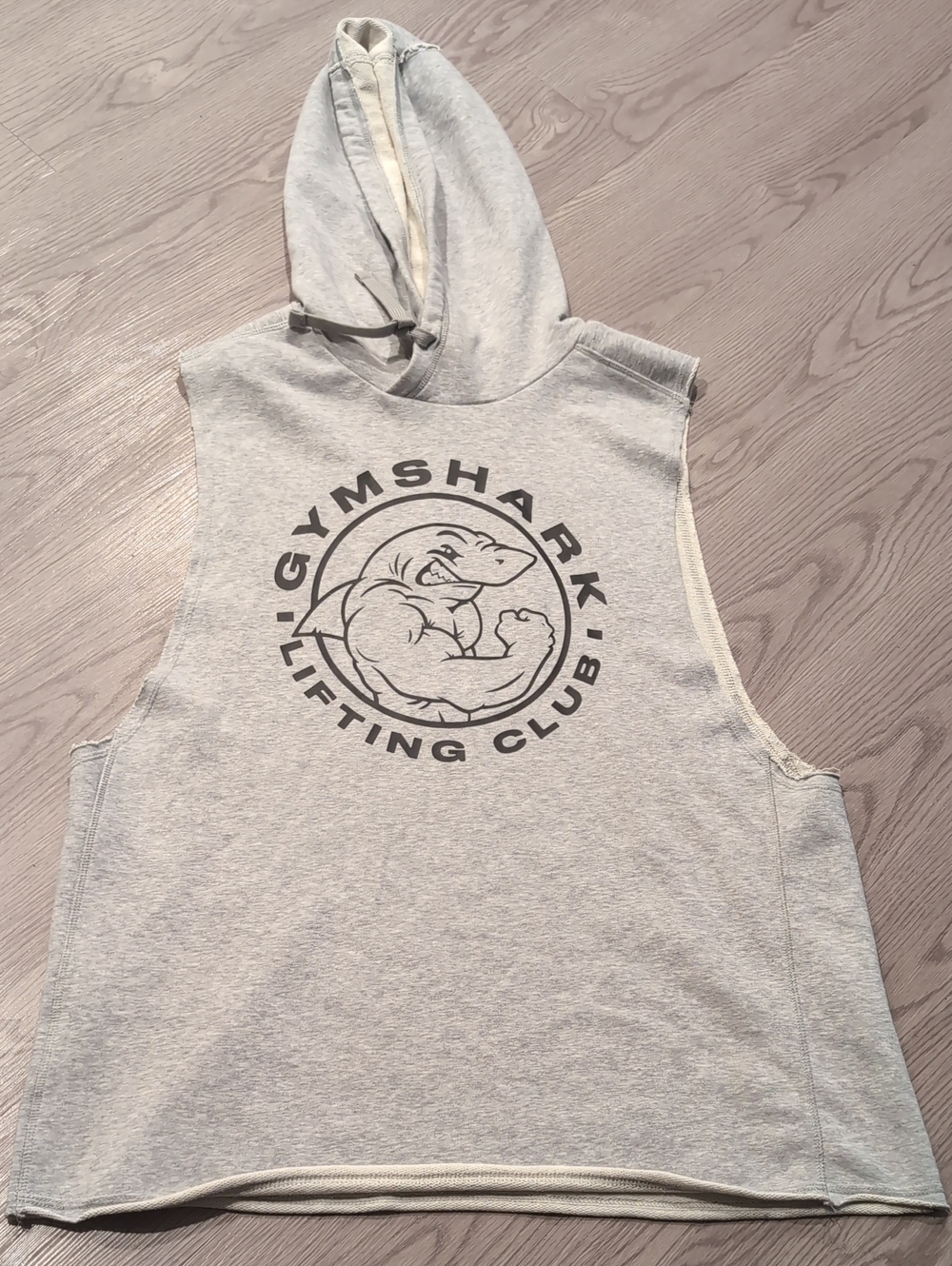NWOT Gymshark Light Grey Sleeveless Hoodie with Lifting Club Graphic